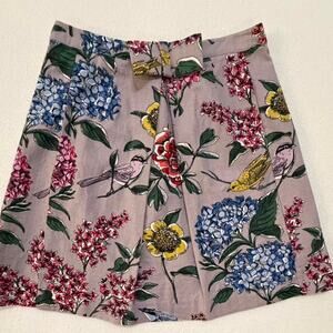 Boden Birds & Flowers Skirt with Pocket S (6) Cottage Core